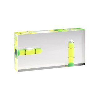 Acrylglas-Wasserwage 100x50x15mm, 2 Libellen tonnenförmig, grüngelbe Füllung
