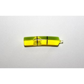 Bent Glass Vial 35 +/-5 32x7mm, 2 Black Markings, Yellow/Green Liquid