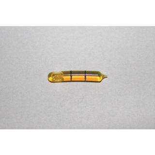R&ouml;hrenlibelle Ganzglas gebogen 30x5mm, 2 Teilstriche schwarz, gelbe F&uuml;llung