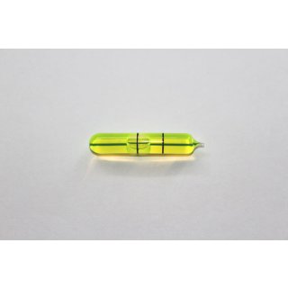 Röhrenlibelle Ganzglas gebogen 40x7,2mm, 2 Teilstriche schwarz, grüngelbe Füllung