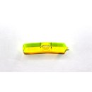 Bent Glass Vial 40x8,2mm, 2 Black Markings, Yellow/Green...