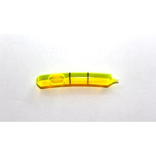 Bent Glass Vial 45x6,5mm, 2 Black Markings, Yellow/Green Liquid